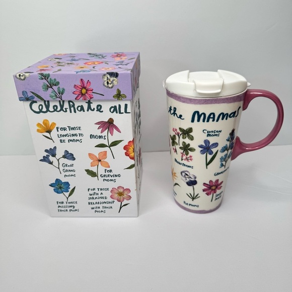 NWT EVERGREEN “Celebrate All The Mamas” Floral Travel Mug in Gift Box 17 Oz - Picture 4 of 14